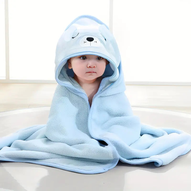 Baby Hooded Bathrobe – Soft Coral Fleece Towel Blanket for Infants & Toddlers