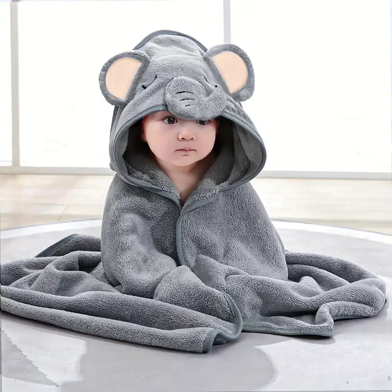 Baby Hooded Bathrobe – Soft Coral Fleece Towel Blanket for Infants & Toddlers