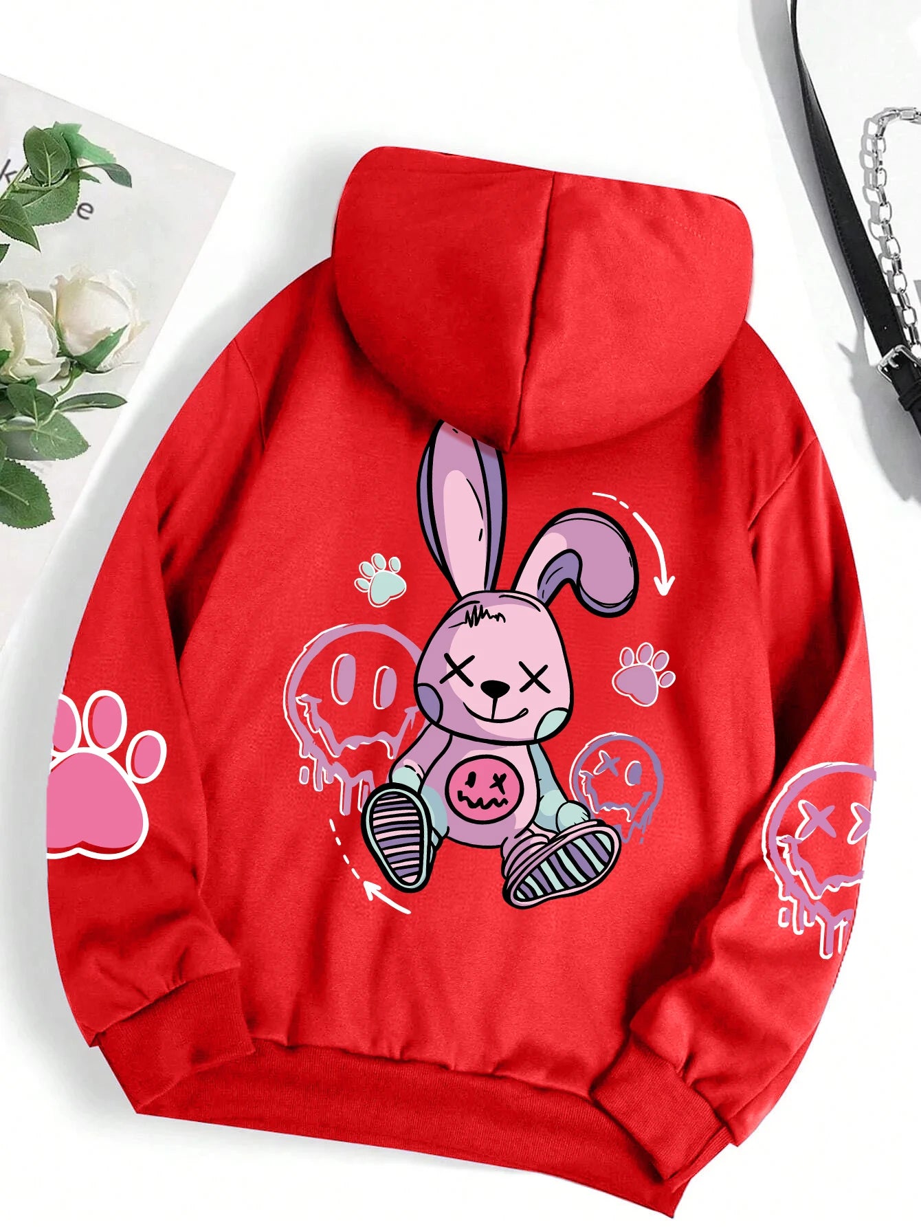 Pink Nightmare Bunny Oversized Hoodie.