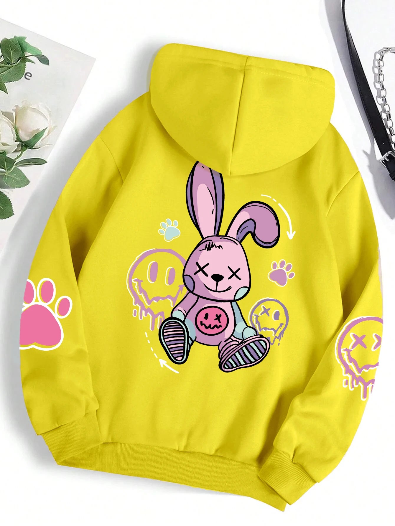 Pink Nightmare Bunny Oversized Hoodie.