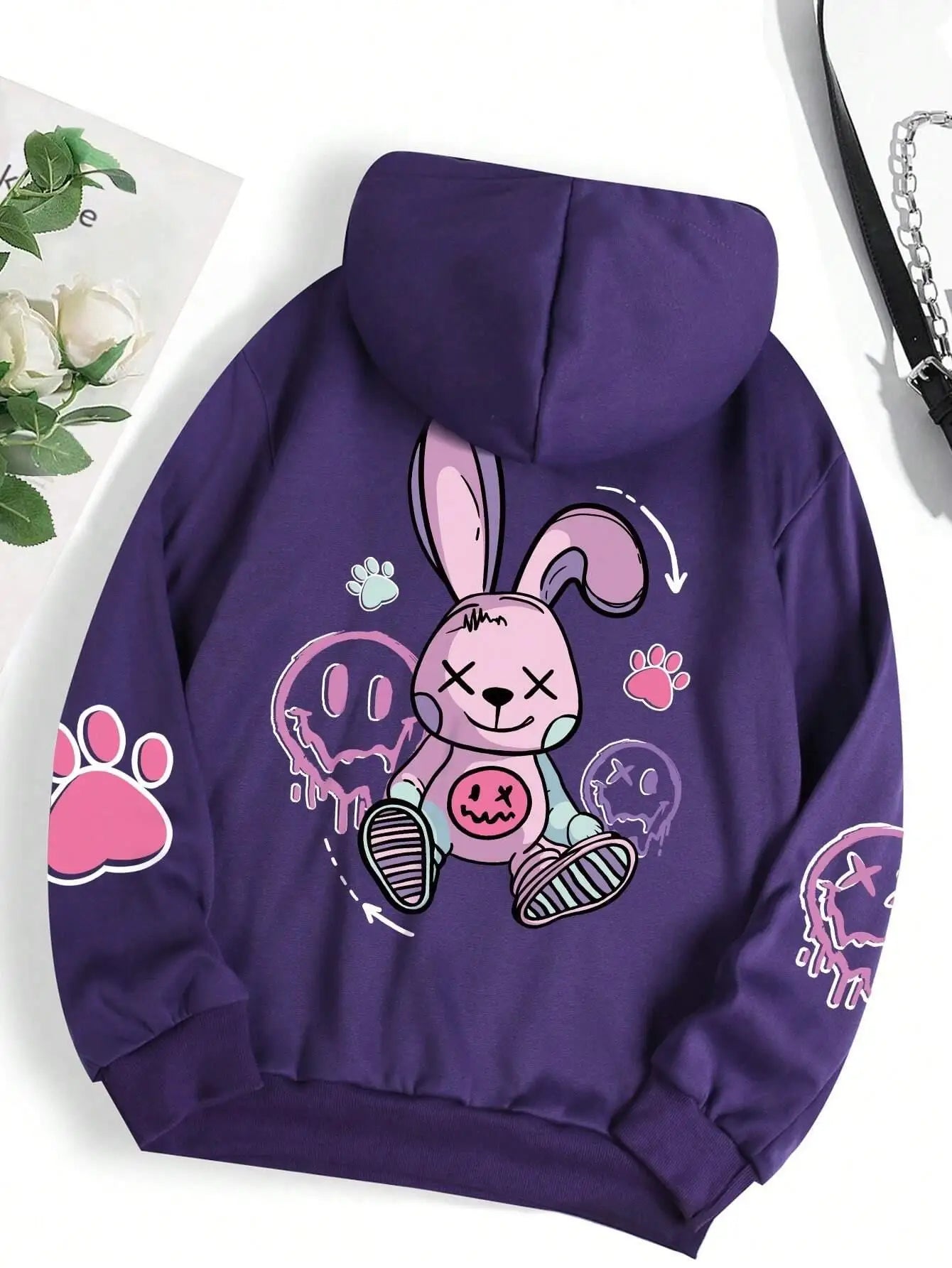 Pink Nightmare Bunny Oversized Hoodie.