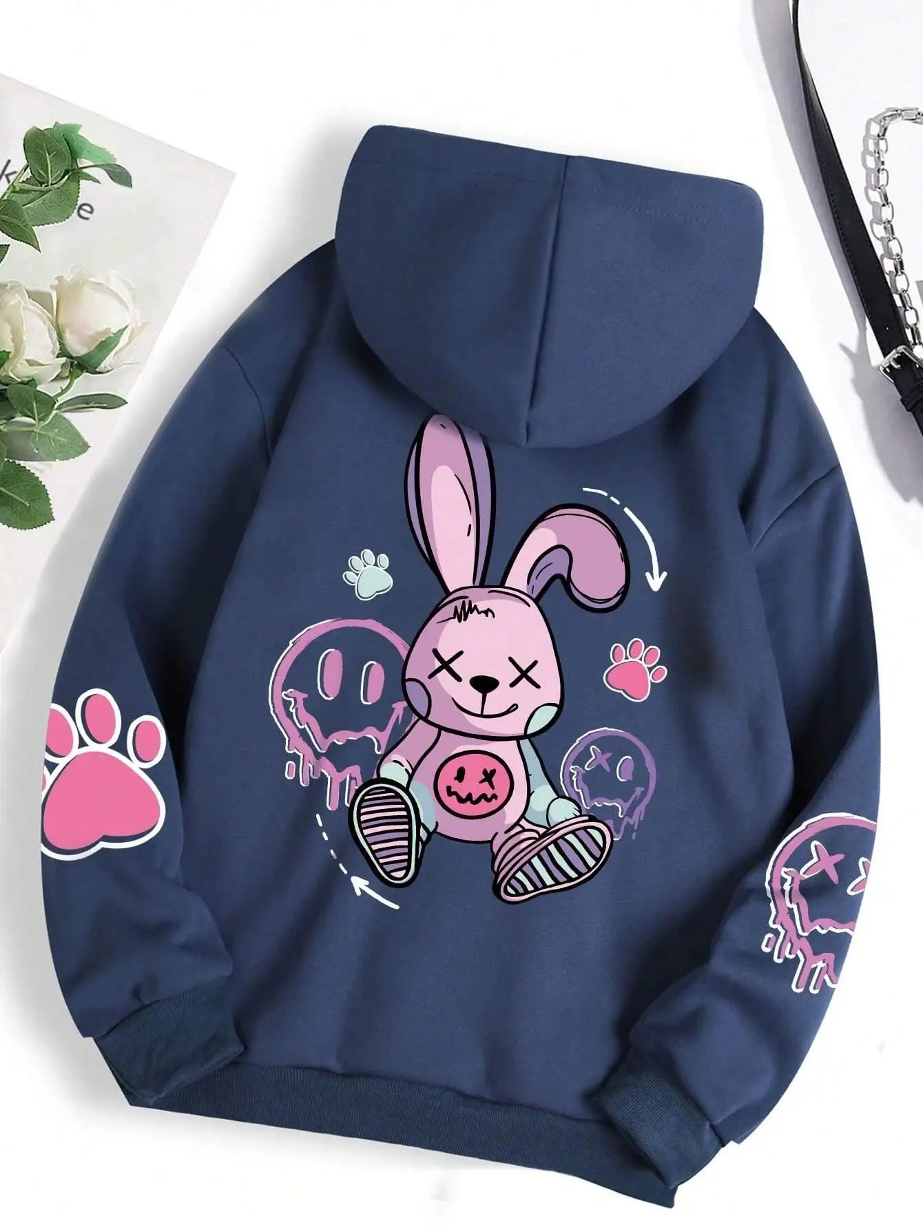 Pink Nightmare Bunny Oversized Hoodie.