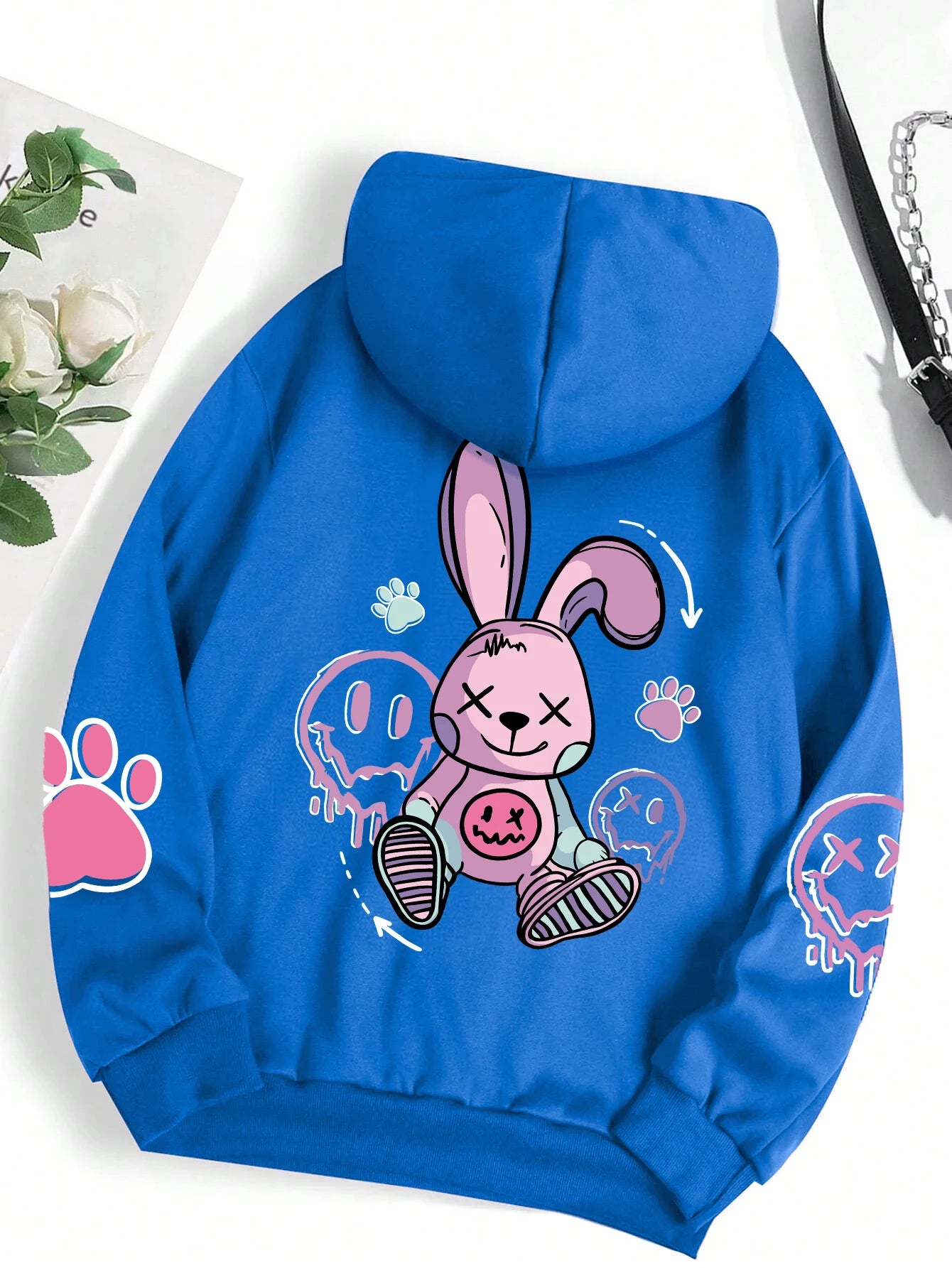 Pink Nightmare Bunny Oversized Hoodie.