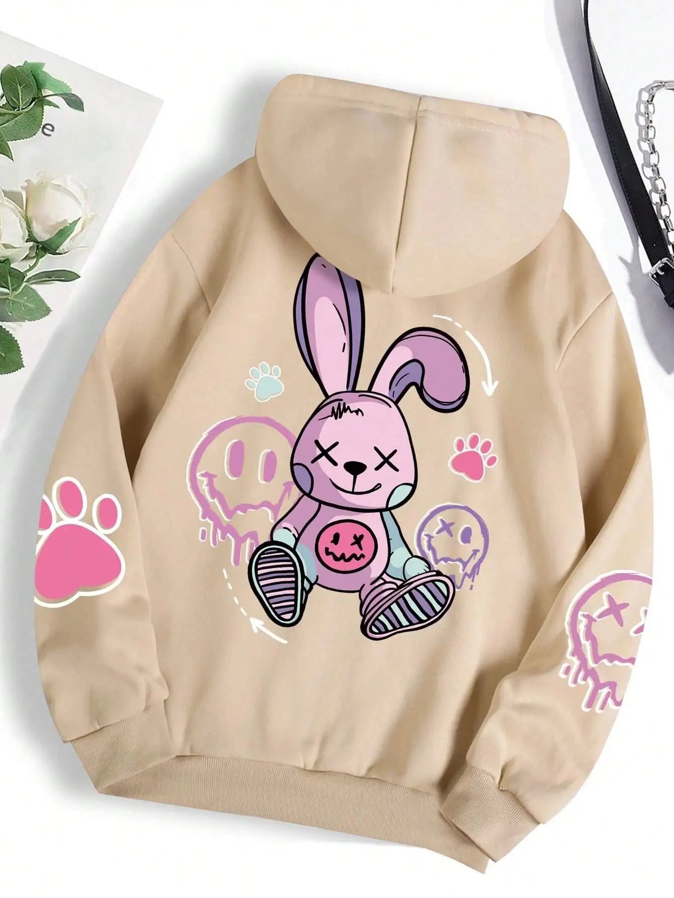 Pink Nightmare Bunny Oversized Hoodie.