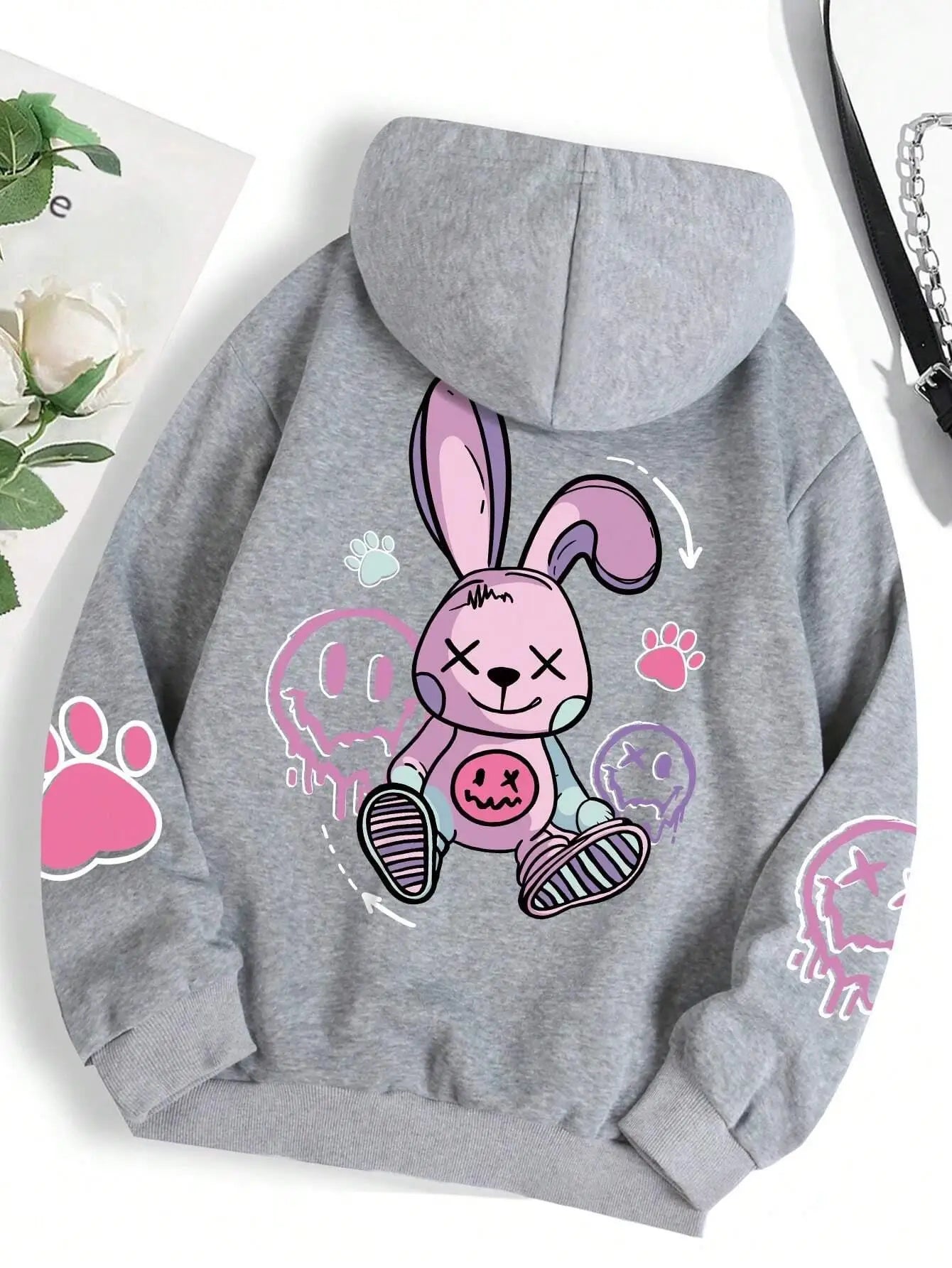 Pink Nightmare Bunny Oversized Hoodie.