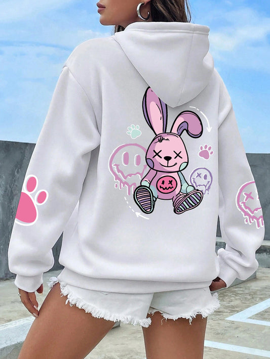 Pink Nightmare Bunny Oversized Hoodie.