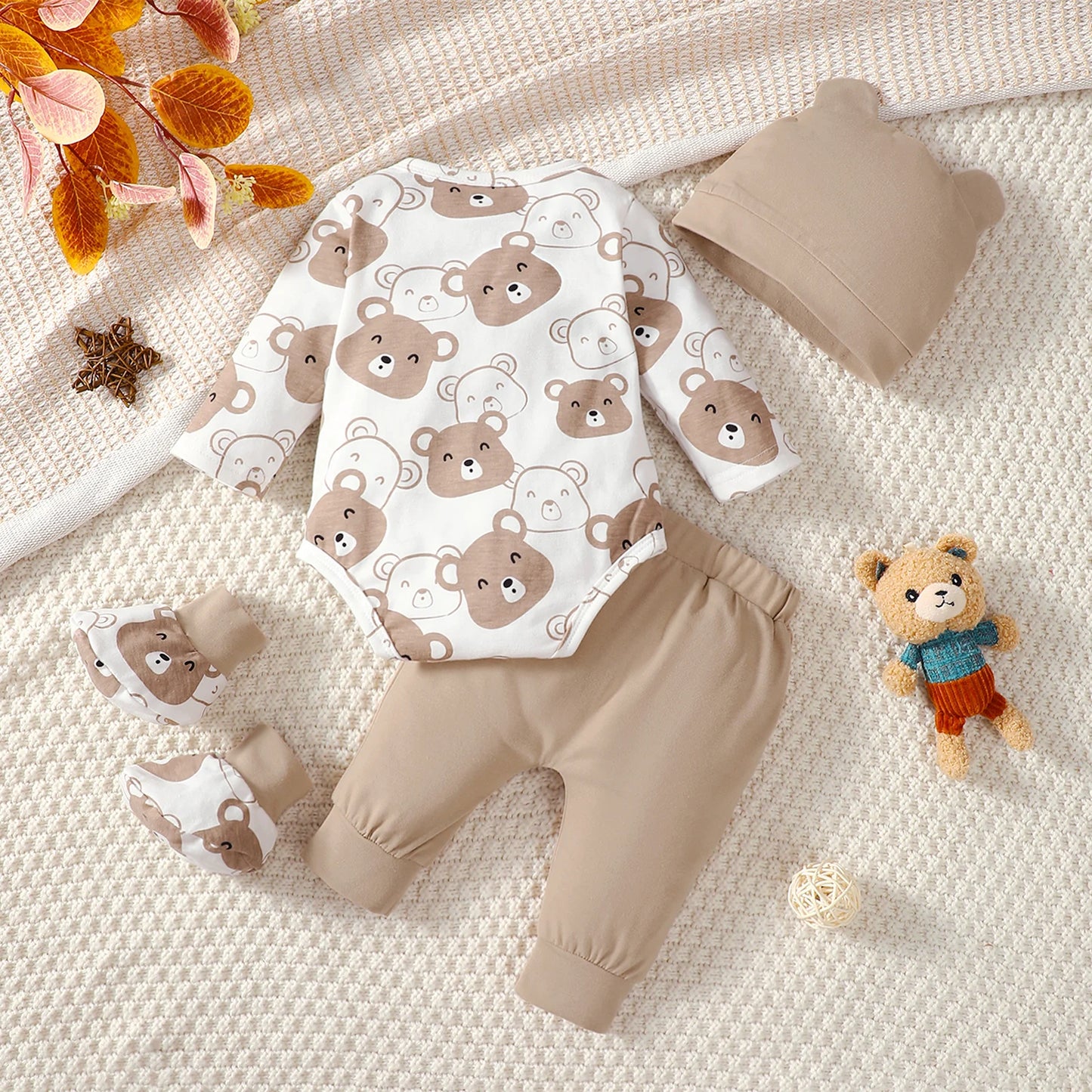 Little Bear Baby Outfit | 4-Piece Set with Hat & Socks
